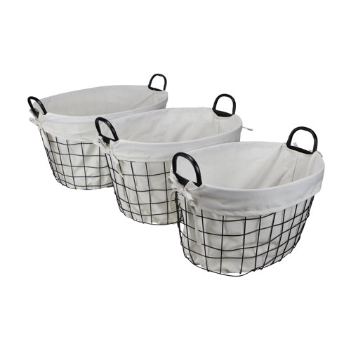Cheungs 3 Piece Lined Metal/Wire Basket Set & Reviews Wayfair